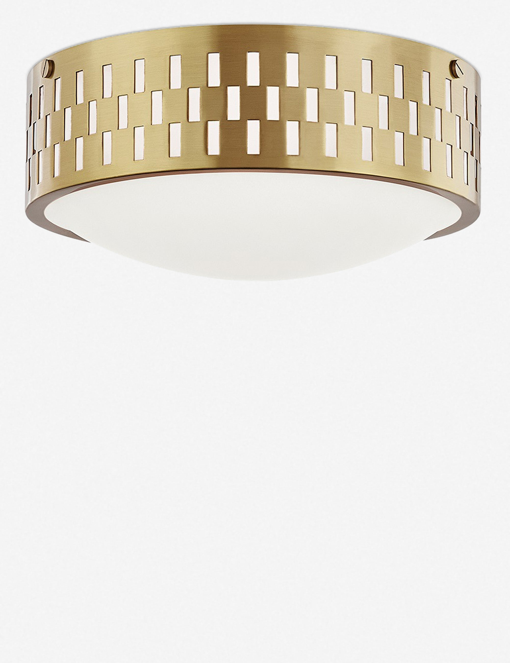 Aged Brass Opal Matte Glass 2-Light Contemporary Flush Mount