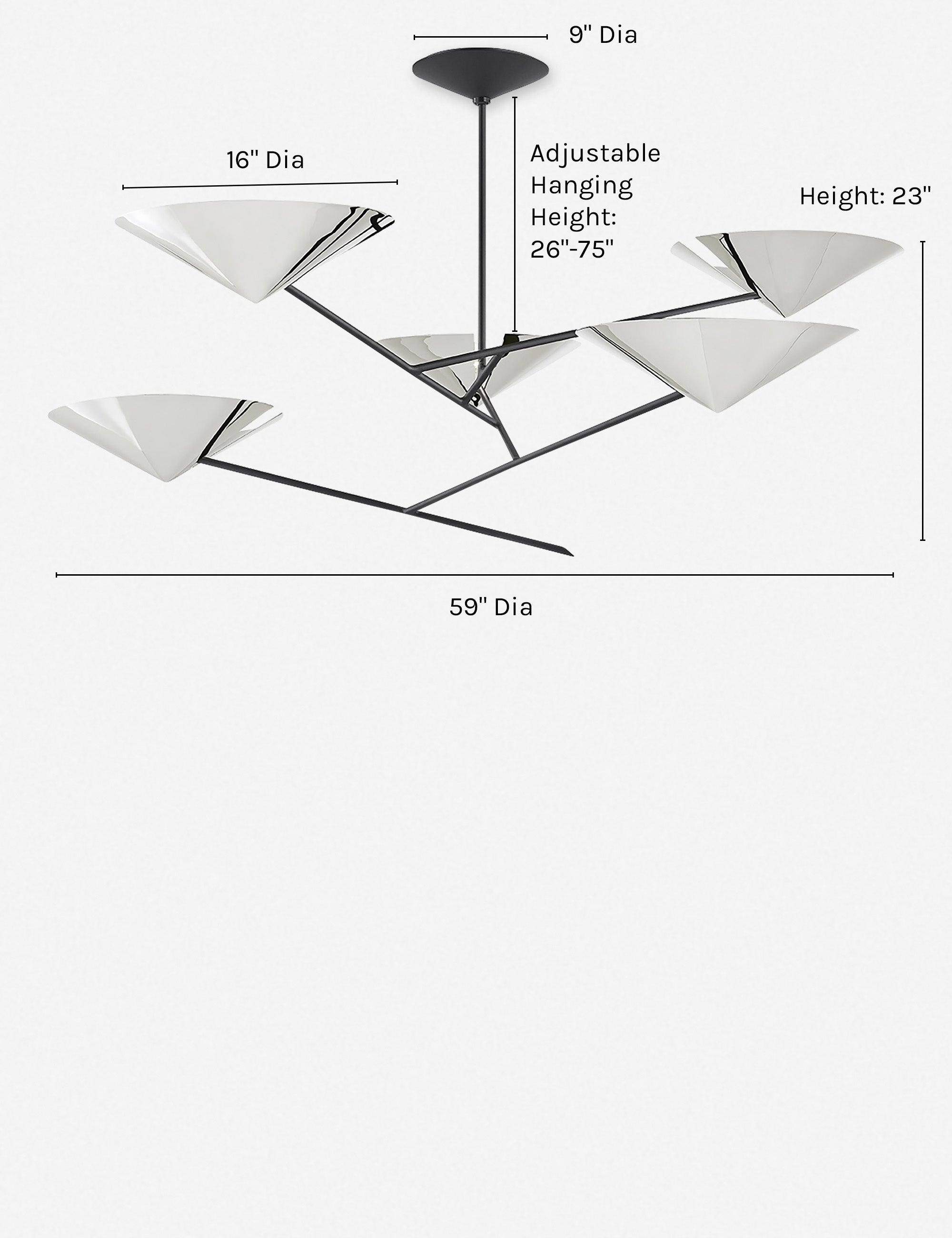 Nari Chandelier - Polished Nickel / 5 Light