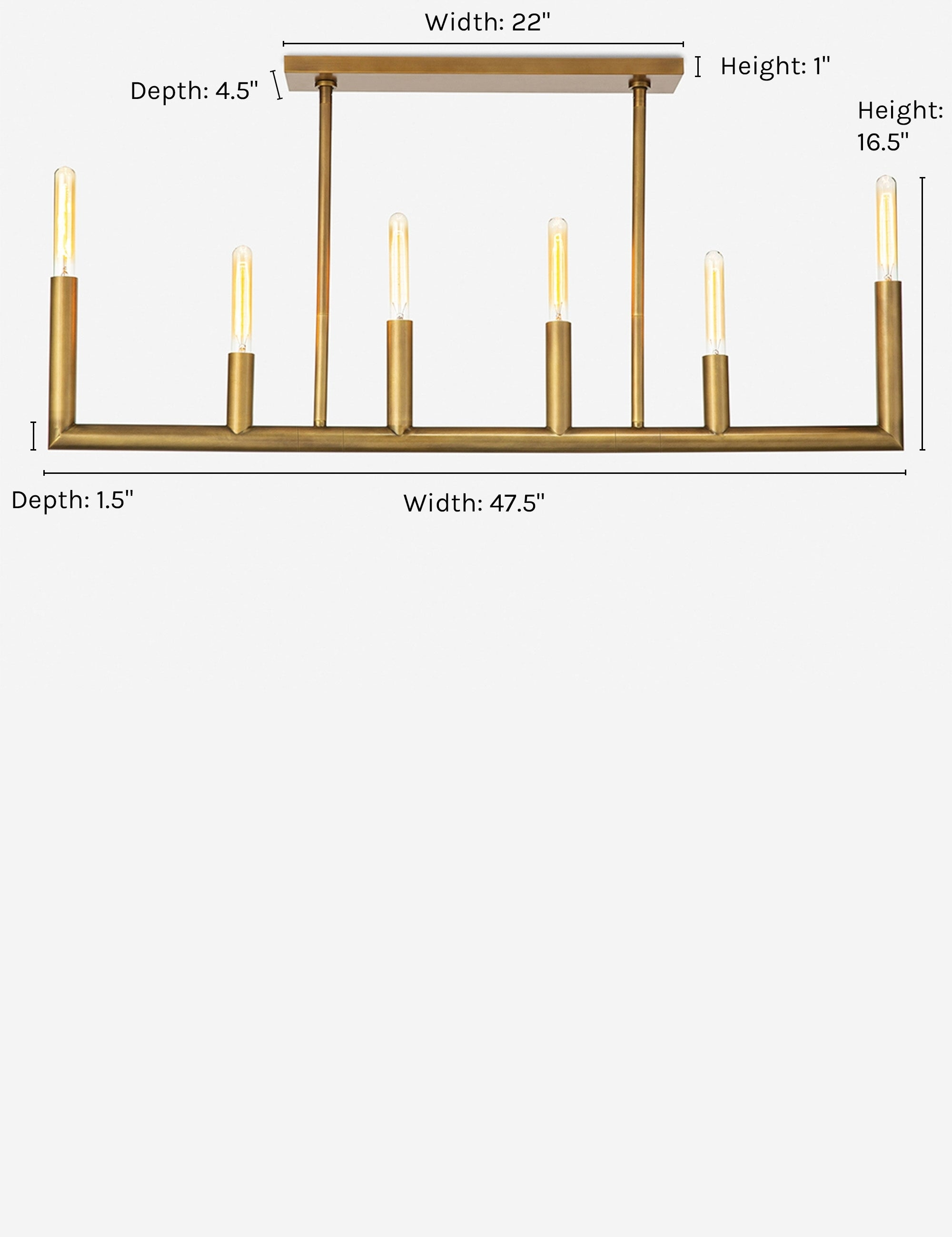 Wolfe Linear Chandelier by Regina Andrew by Regina Andrew - Natural Brass