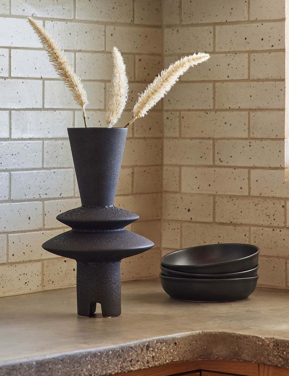 Adelyn Geometric Decorative Vase by Lemieux et Cie - Black