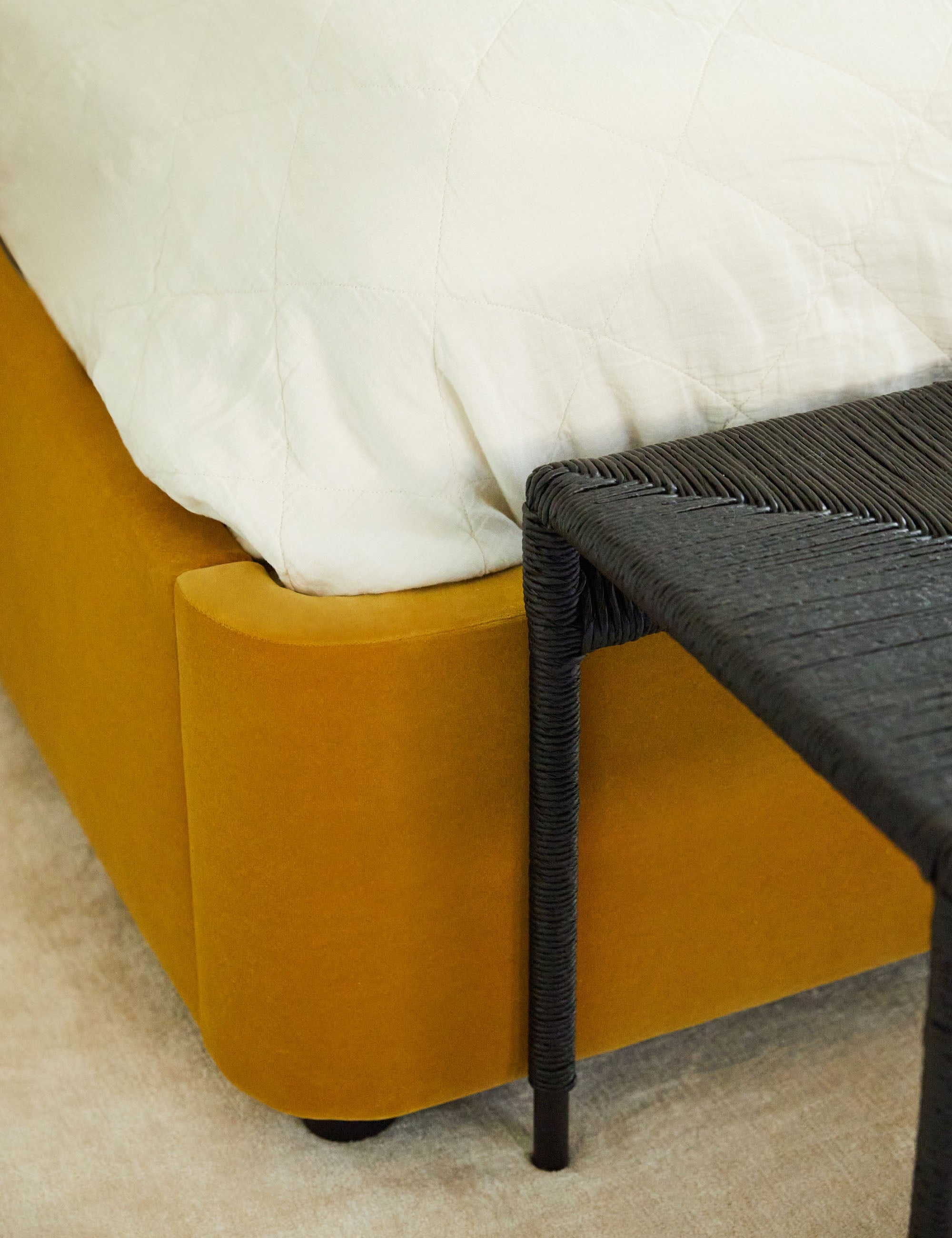 Zien Bed - Mustard Velvet / King