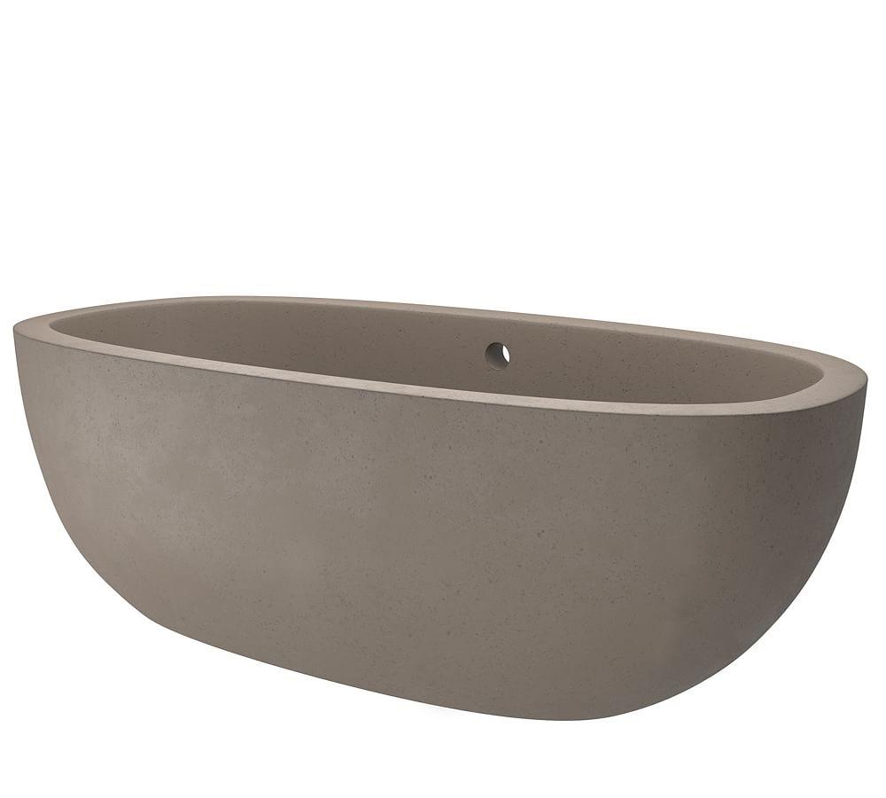 Rustic Elegance 72" Oval Freestanding Soaker Tub in Natural Concrete