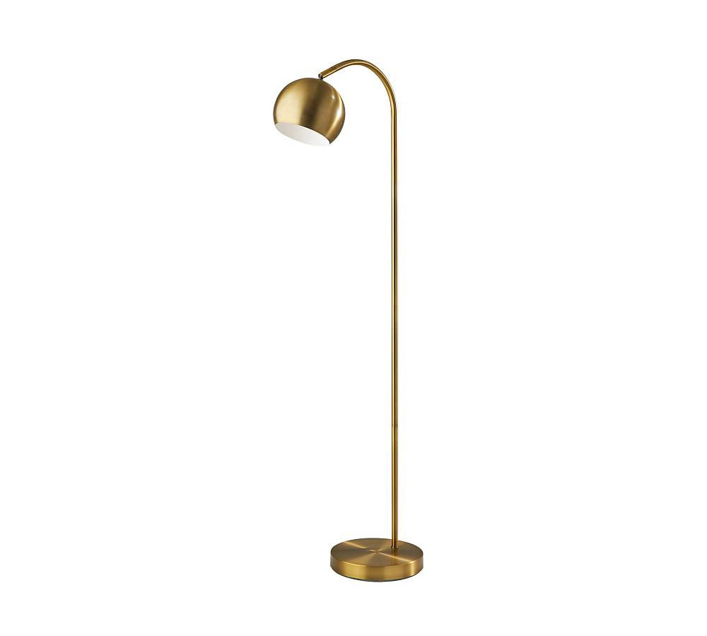 Arcadian Antique Brass Globe Floor Lamp with Adjustable Arc