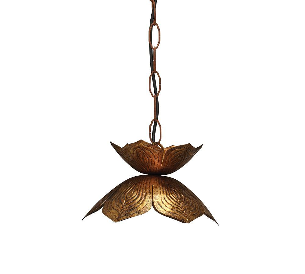 Antique Gold Lotus Blooming 1-Light Pendant