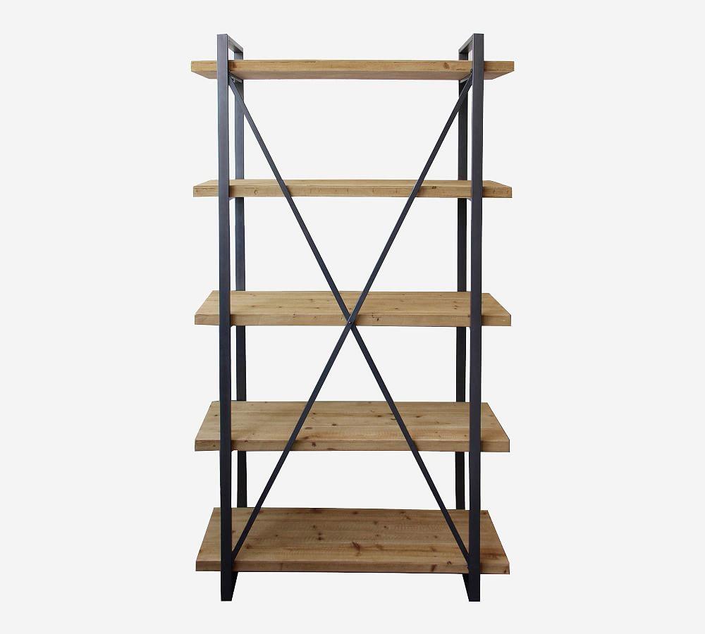 Margaret 78'' Black/Brown Industrial Metal & Wood Etagere Bookcase