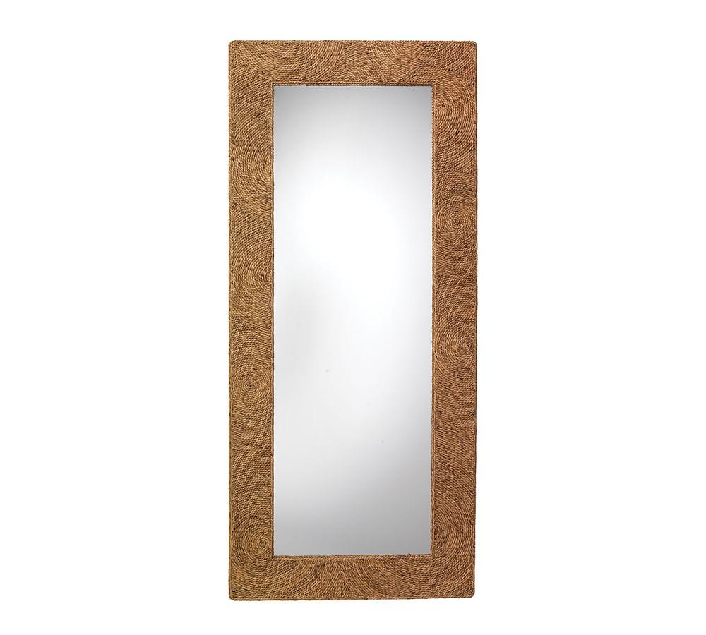 Seagrass Whorl Full-Length Rectangular Wood Floor Mirror