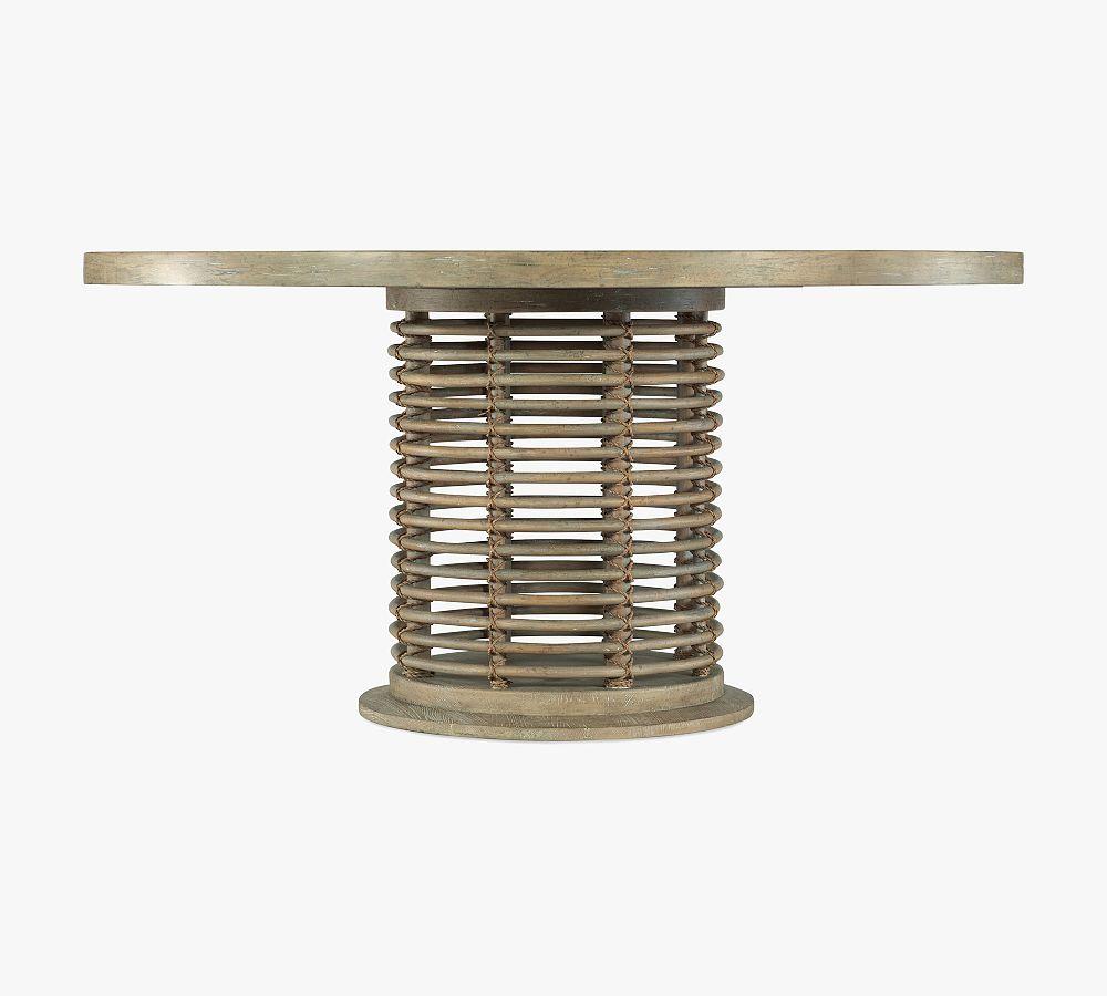 Anders Beach-Inspired Round Reclaimed Wood & Cane Dining Table