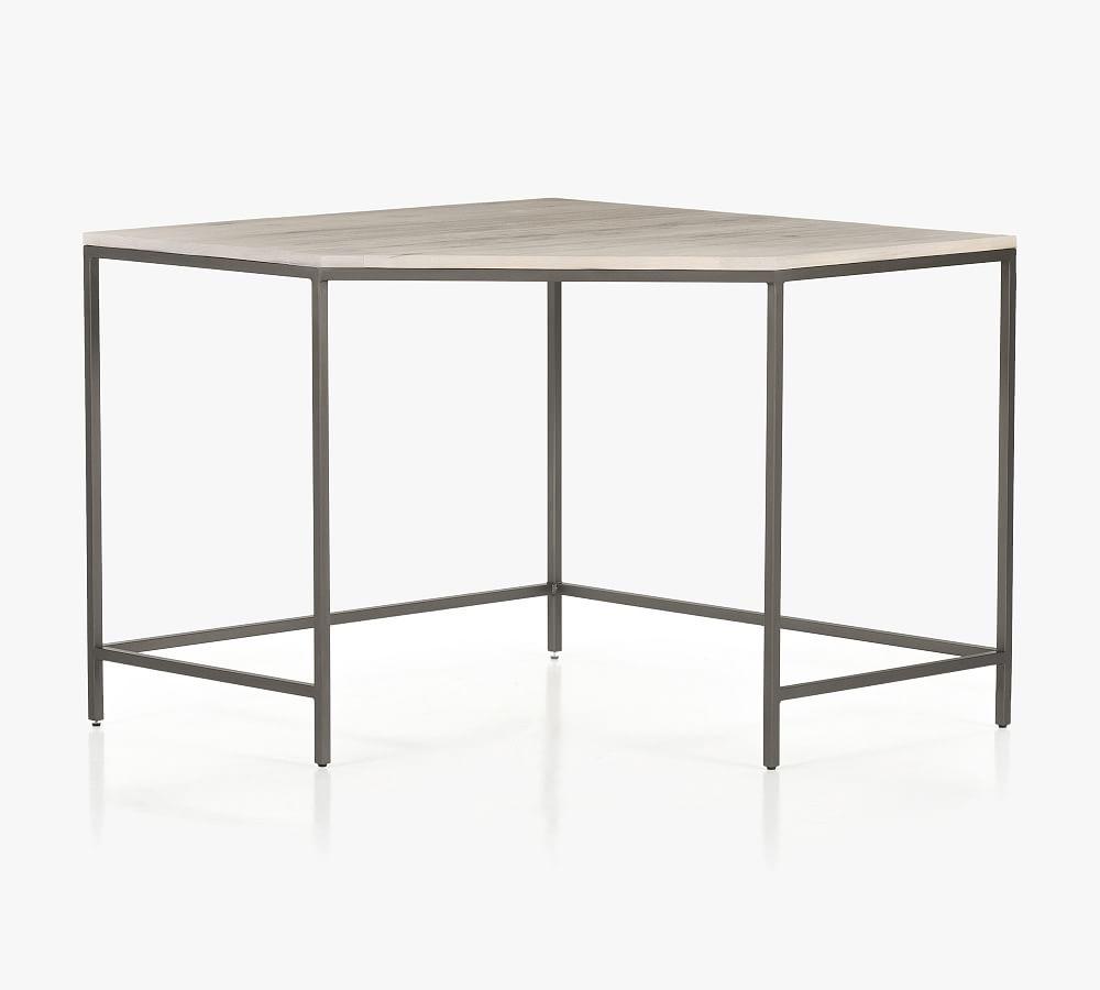 Dove Poplar and Iron Midcentury Corner Desk