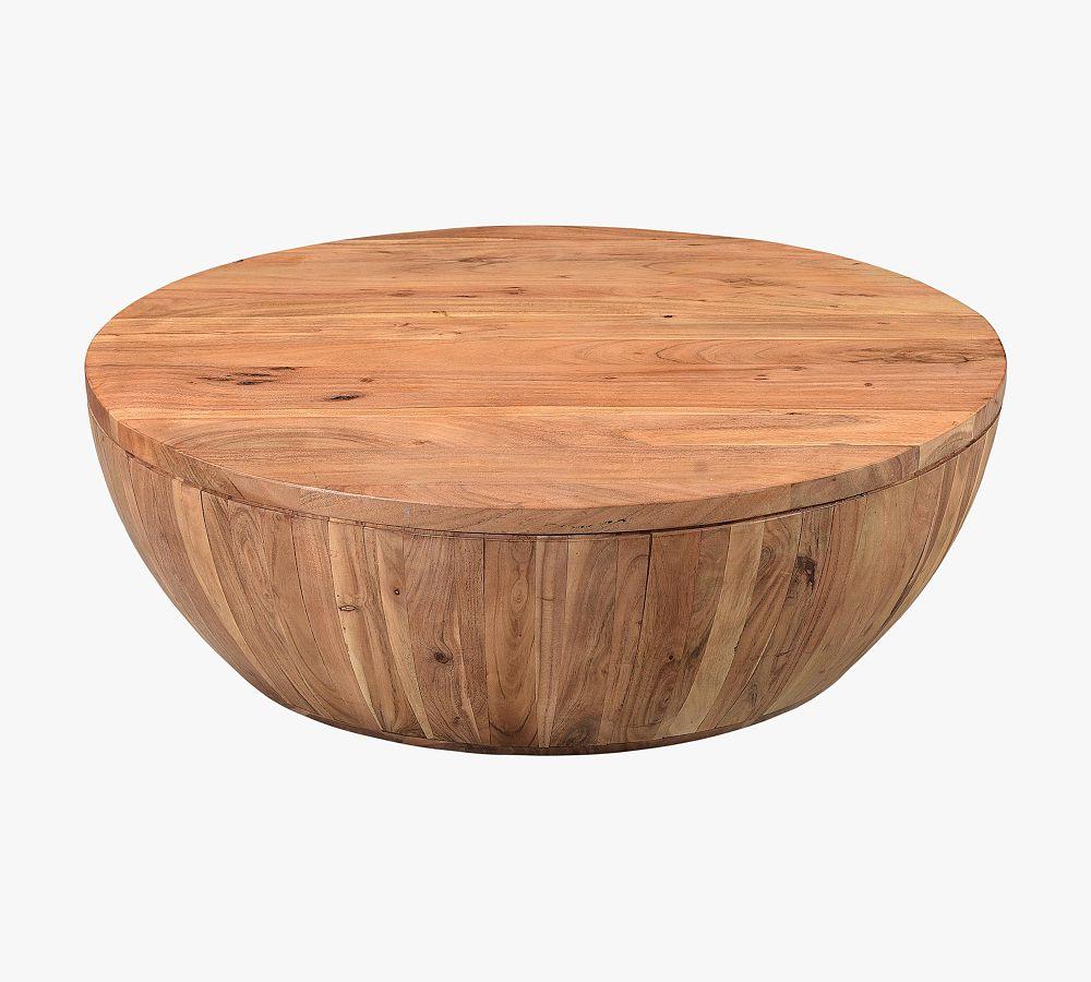 Rustic Brown Round Wood Lift-Top Coffee Table with Storage