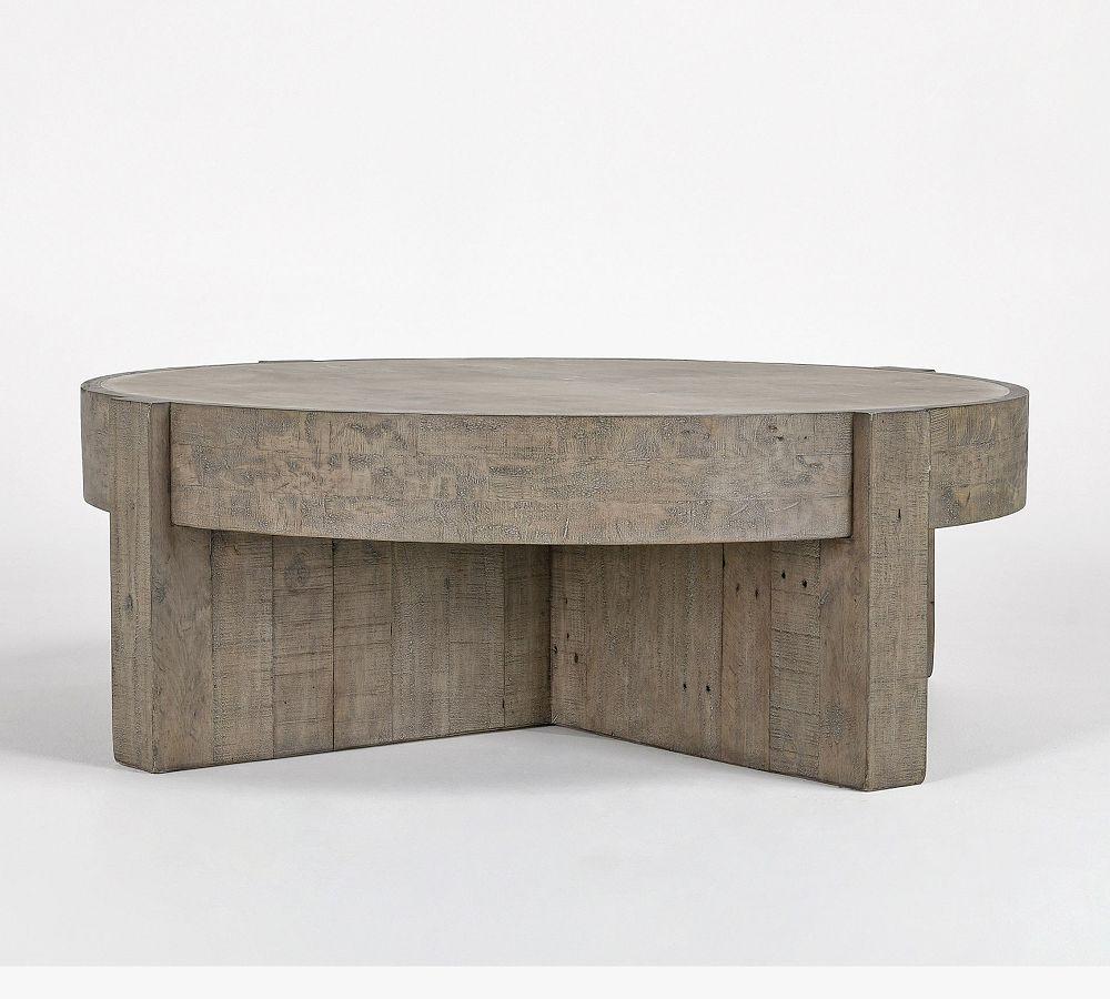 Sonoma 52" Round Reclaimed Pine Coffee Table with Concrete Laminate Top