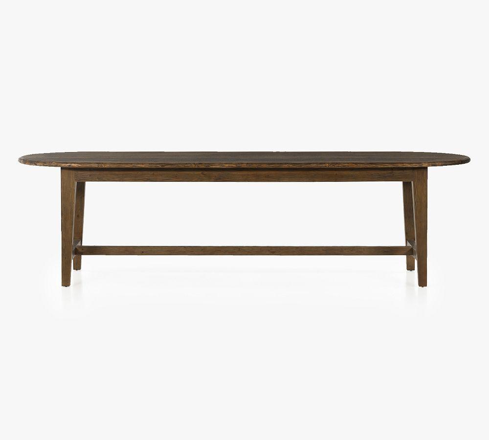 Farmhouse Weathered Pine Oval Dining Table for Ten