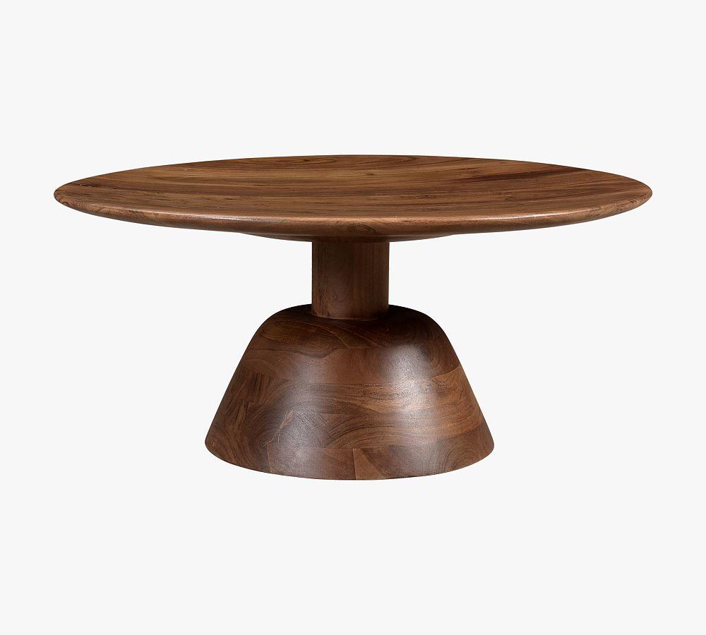 Dalton 55 lb Capacity Round Walnut Acacia Wood Coffee Table