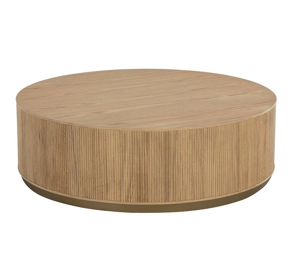 Contemporary Gold and Brown Round Outdoor Coffee Table