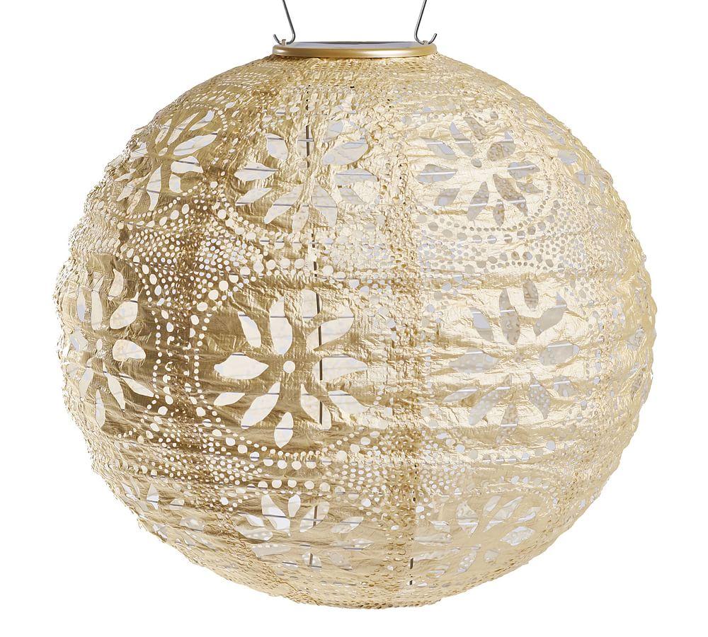 Stella Boho Globe Solar Lantern in Pearl - 18x14" Tyvek Outdoor Light