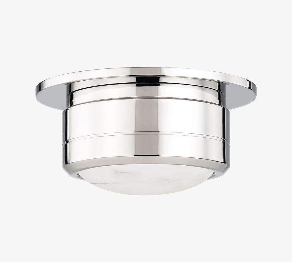 Greenport Spanish Alabaster LED Flush Mount in Polished Nickel