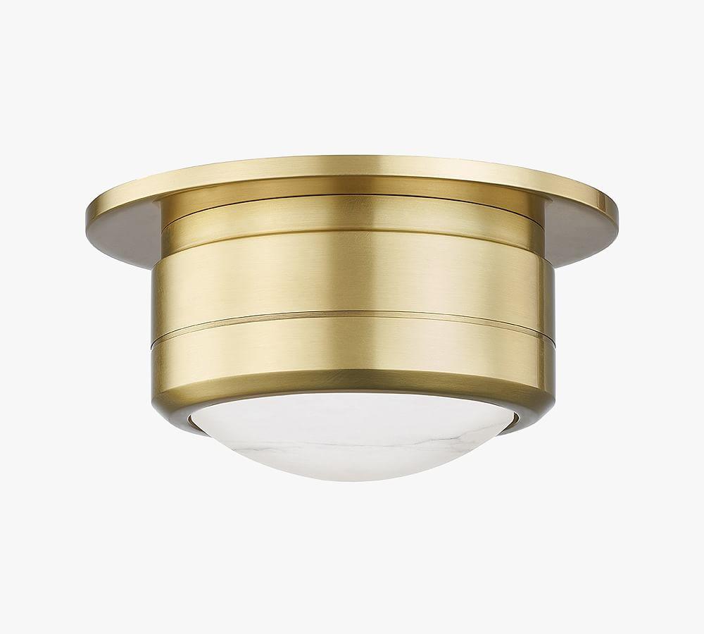 Aged Brass Spanish Alabaster LED Flush Mount Light