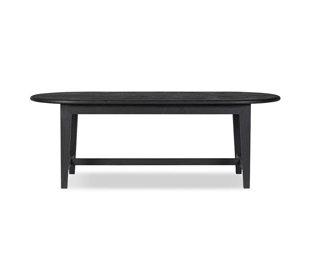 Black Solid Pine Oval Dining Table for Eight