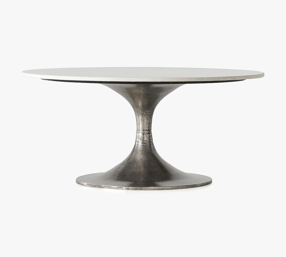 Round White Marble and Metal Coffee Table