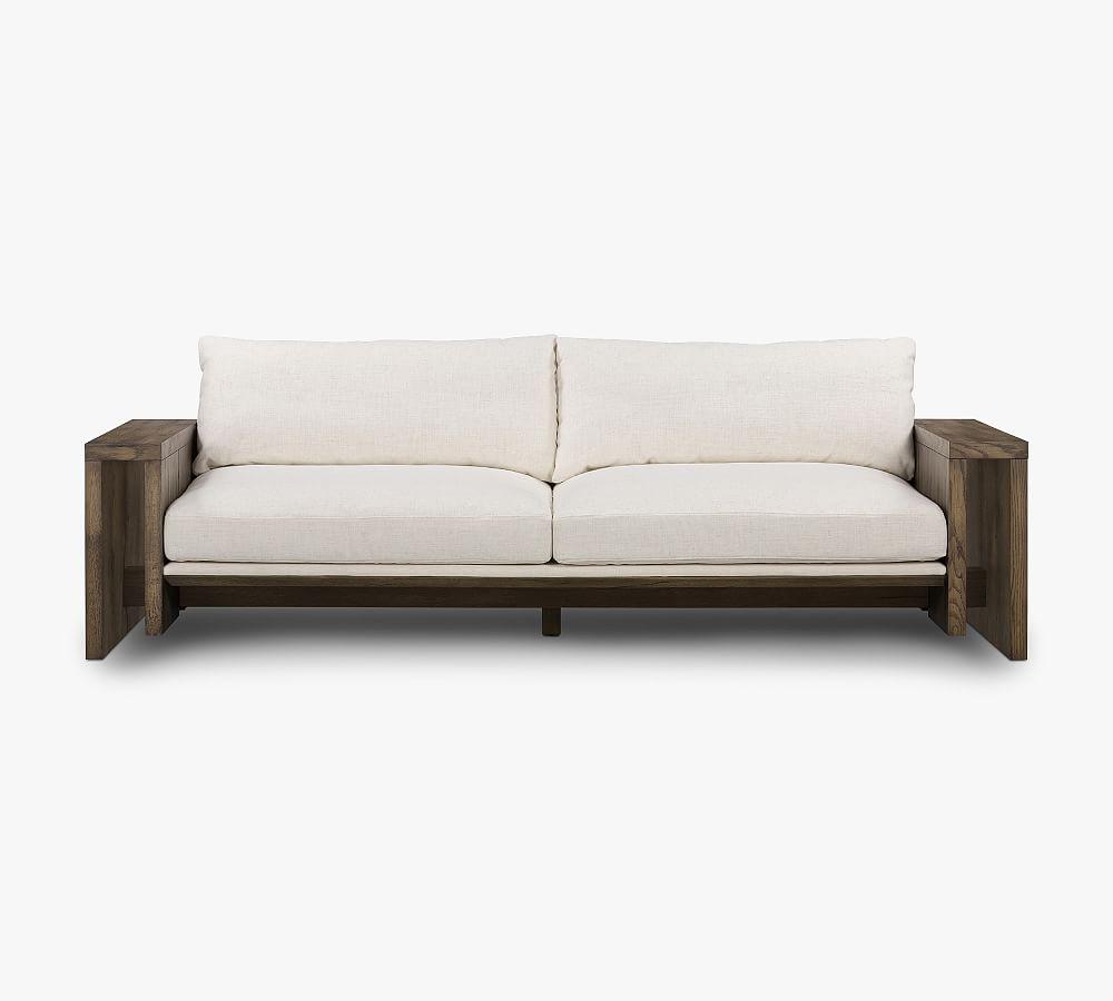 Louis Beam 96'' Rustic Fawn Linen Fabric Sofa