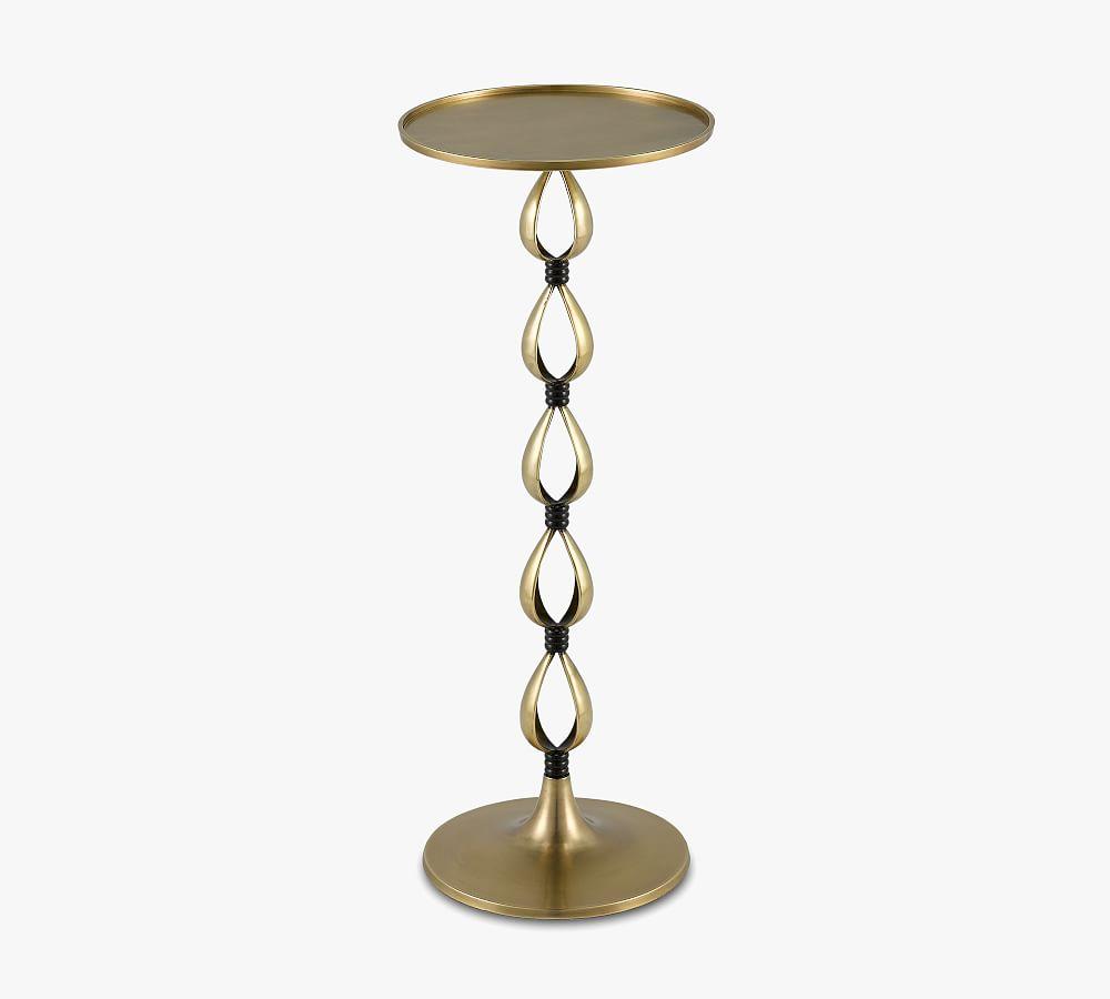 Salice Round Brass and Black Drinks End Table