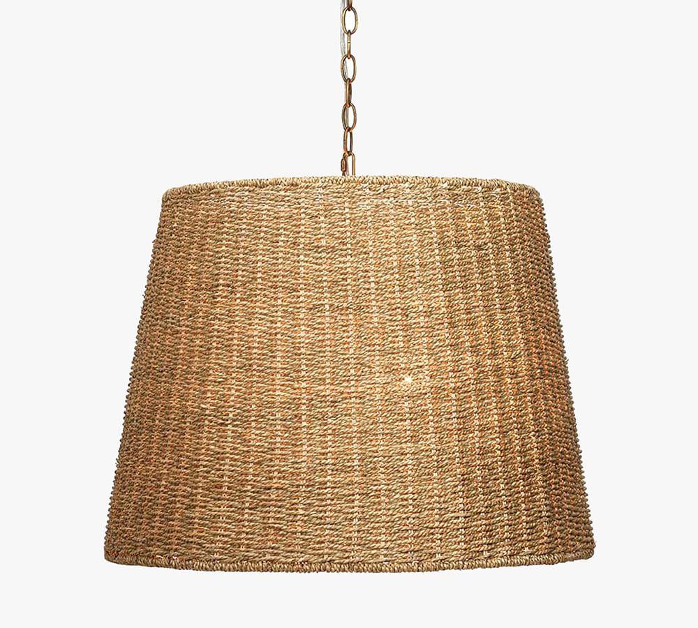 Natural Seagrass 2-Light Drum Pendant Chandelier