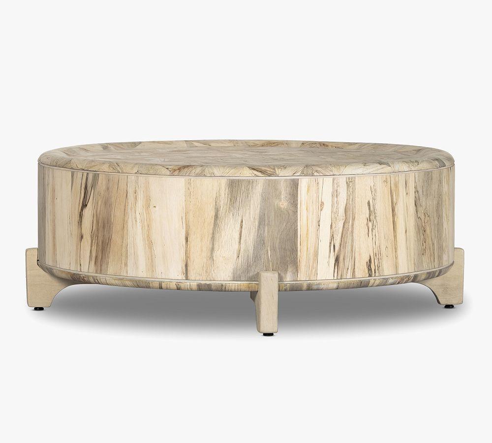 Round Mahogany Coffee Table with Storage, 44.5"