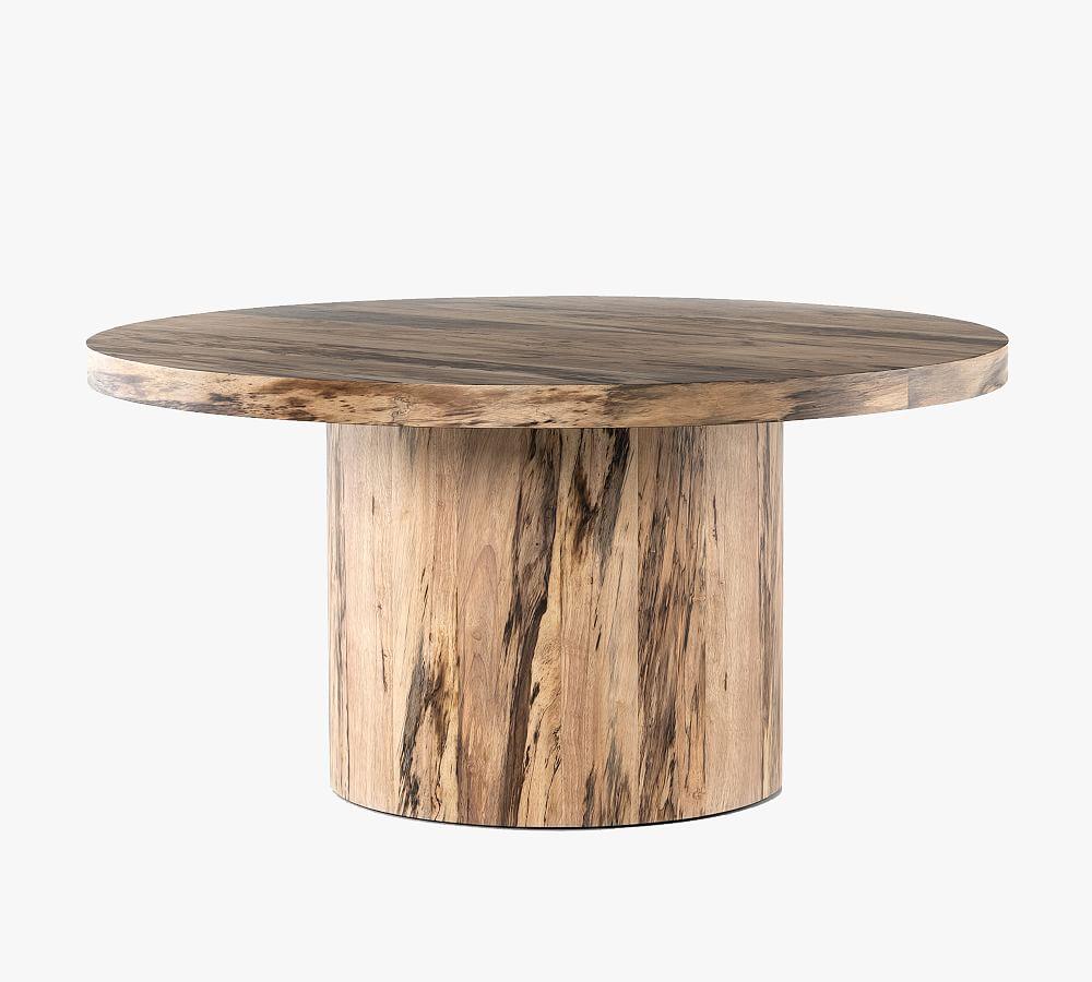 Contemporary Walnut Round Pedestal Dining Table, 60"