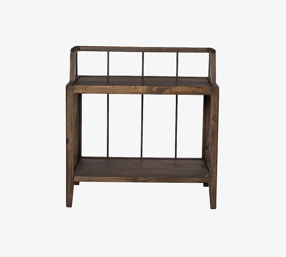 Derrick Industrial Brown Maple Nightstand with Iron Posts