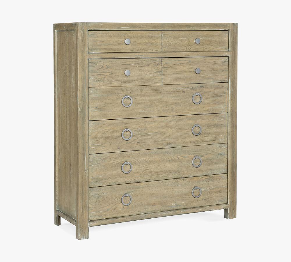 Coastal Charm Beige Light Wood 6-Drawer Dresser with Soft Close