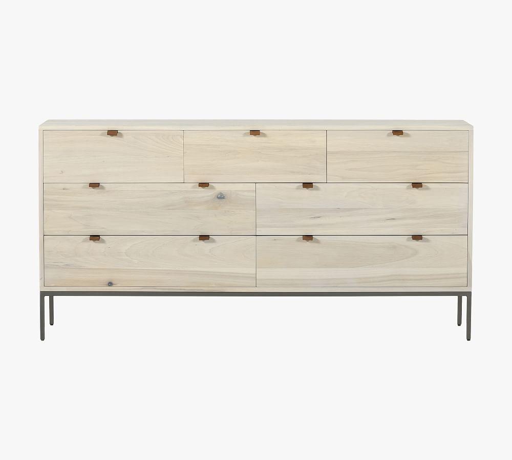 Fulton Double 70'' White Dove Poplar Mid-Century Dresser with Dovetail Drawers