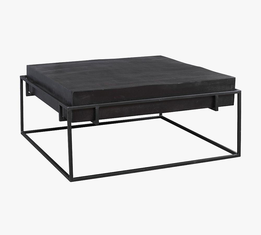 Telone Dark Oxidized Black Cast Aluminum and Iron Coffee Table