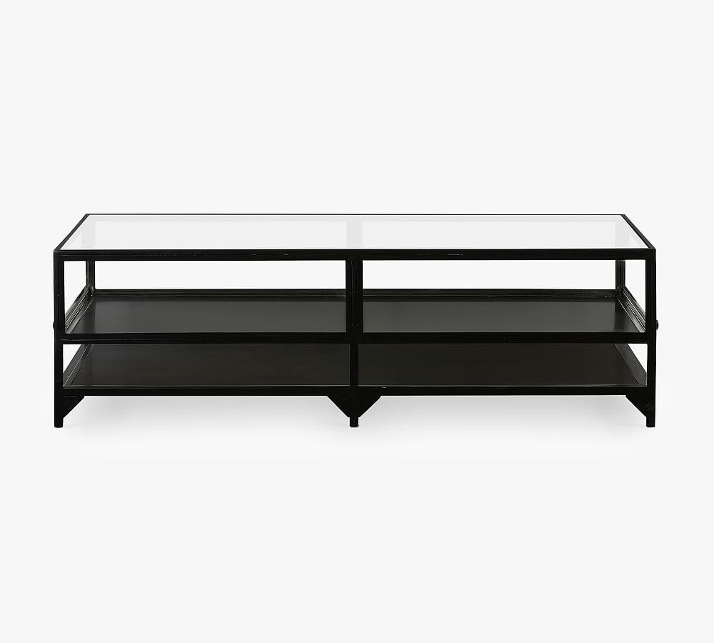 Harmon Sleek Rectangular Iron Coffee Table with Bronze Accents