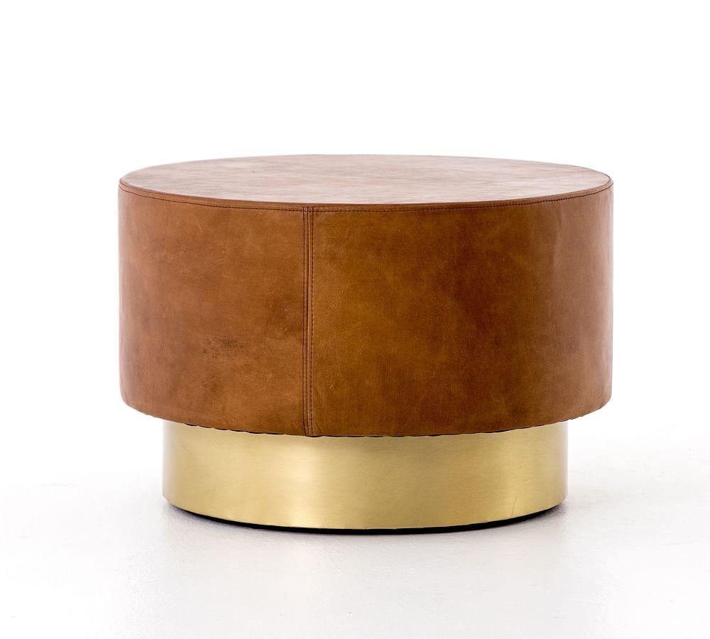 Round Brown Wood and Metal Coffee Table