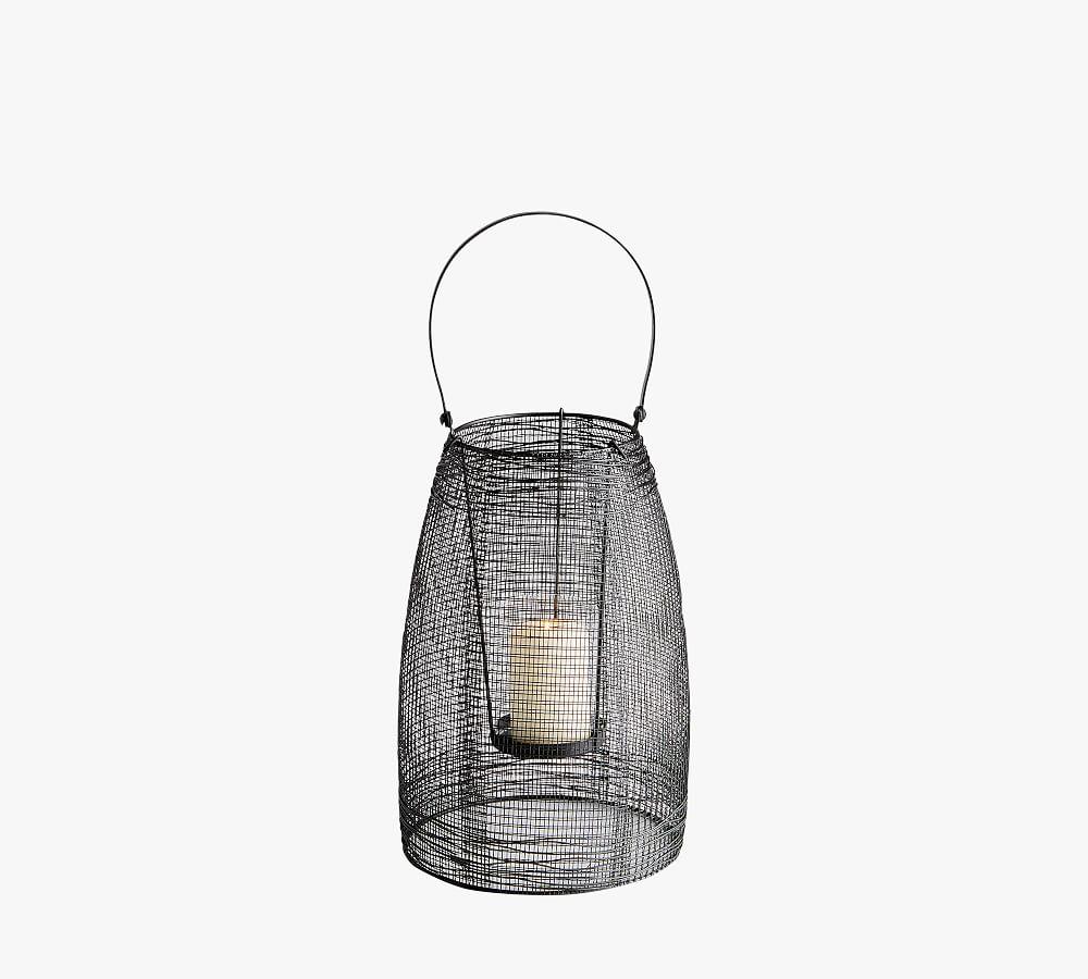 Modern Graphite Iron and Glass 19" Candle Lantern