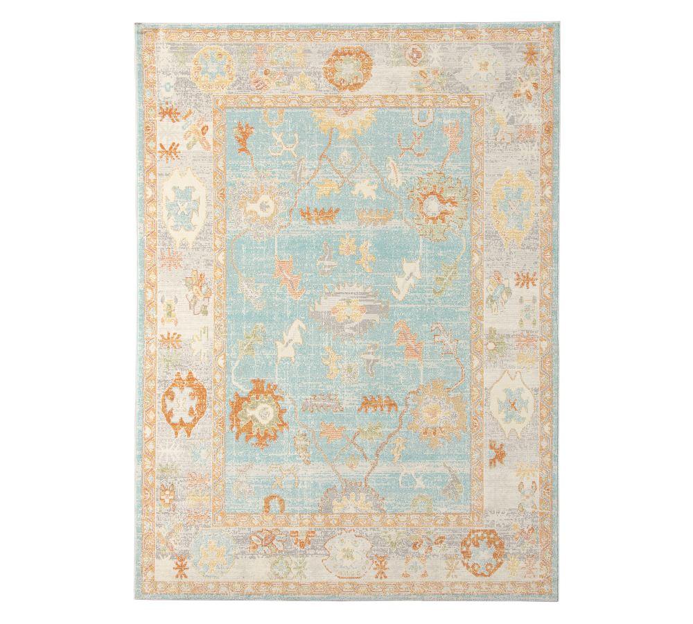 Aqua Boho Chic Transitional 5' x 7' Synthetic Area Rug