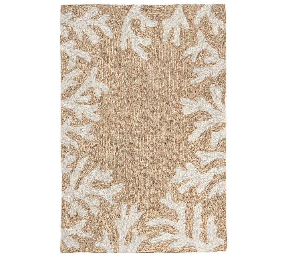 Coral Reef Motif Hand-Tufted Wool Blend Indoor/Outdoor Rug 24"x36"