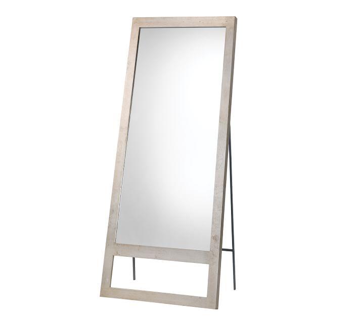 Austere Full-Length Grey Washed Wood Leaning Floor Mirror