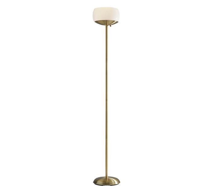Jessica 300W Torchiere Antique Brass - Adesso: ETL Listed, Dimmable Glass Shade, Metal Body, No Tools Assembly