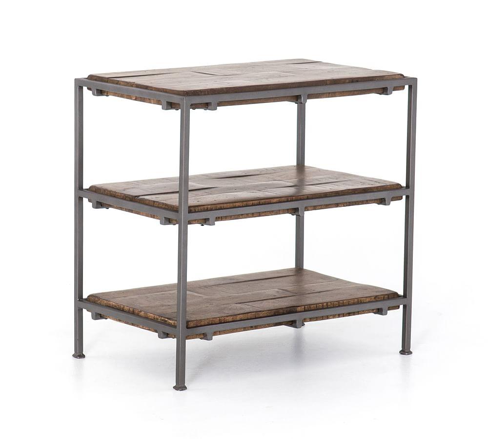 Contemporary Mango Wood 3-Drawer Nightstand in Weathered Hickory