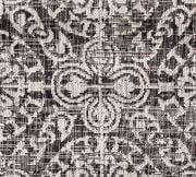 Antique Tile Medallion 39" Round Indoor/Outdoor Black Rug