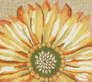 Handmade Ivory Sunflower Round Wool-Blend Tufted Rug 5'