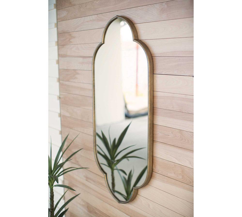 Elegant Gold Metal Rectangular Wall Mirror, 22.5" x 48"