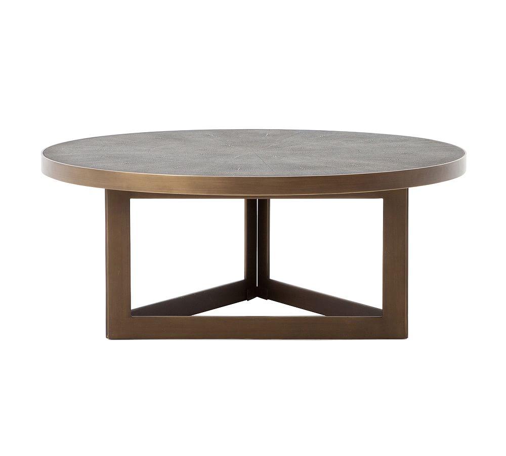 Gray Round Wood and Metal Coffee Table (38")