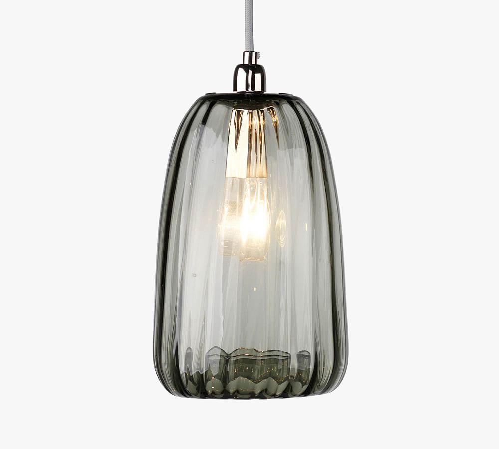 Alden Artisan Fluted Glass Island Pendant - Silver Finish