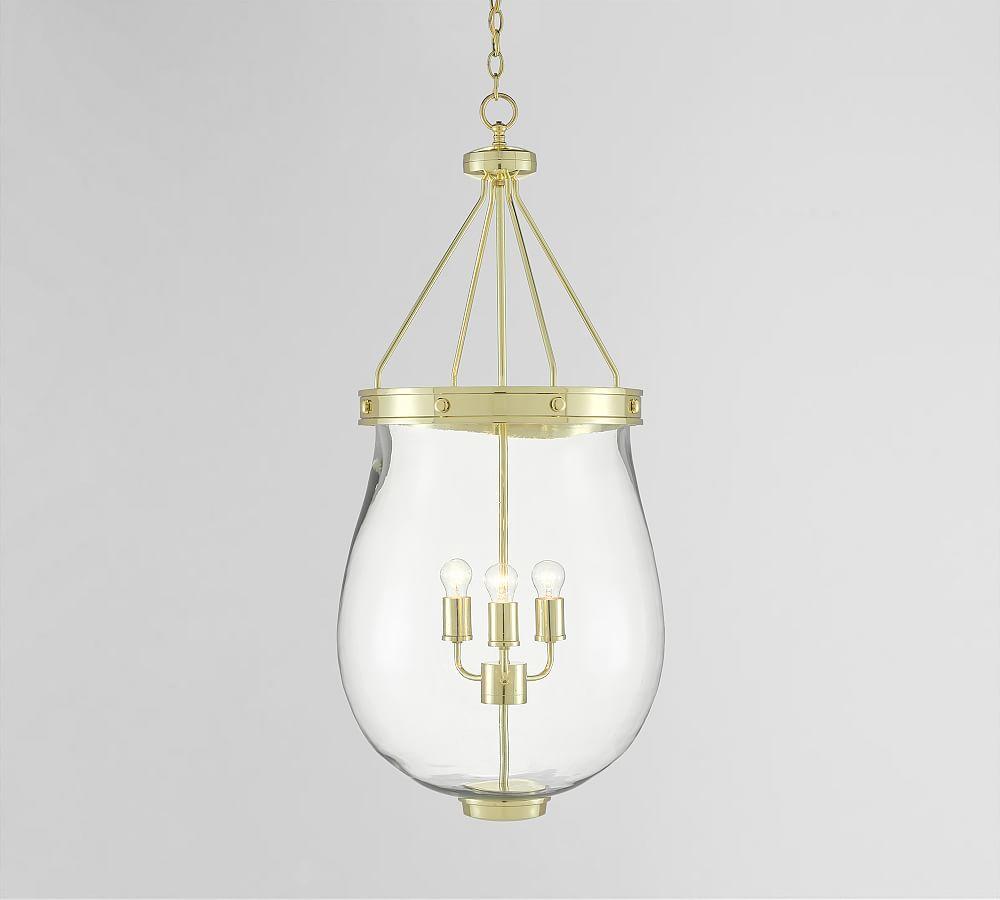 Darius Polished Brass 3-Light Island Pendant with Glass Shade