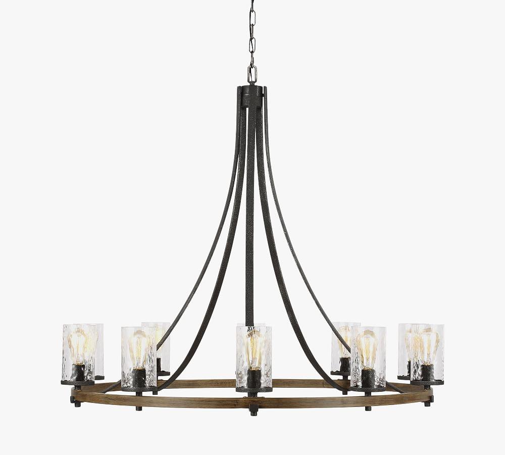 Steffens Iron & Textured Glass Chandelier (24"-48")