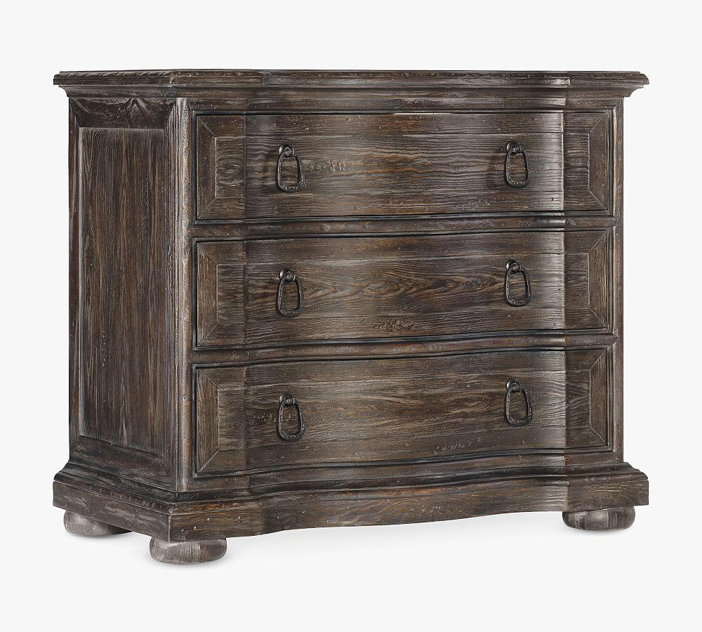 Maduro Pine 3-Drawer Nightstand with Aged Pewter Hardware