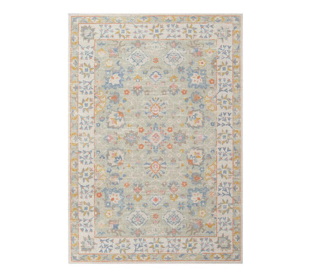 Anatolia Elegance Blue Medallion Wool Blend Rectangular Rug 5'3" x 7'6"