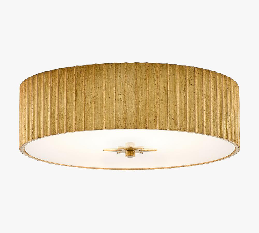 Aurelia Frosted Glass Drum LED Flush Mount in Gold Leaf