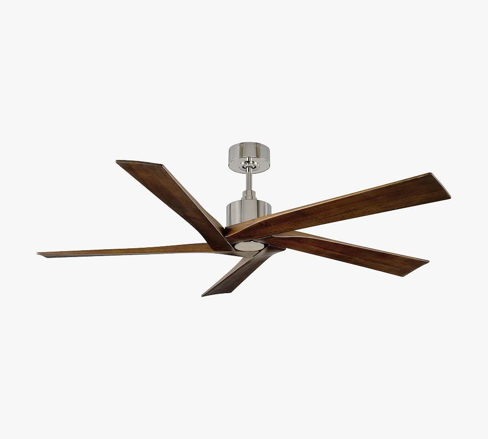 56" Rhodes Polished Nickel Ceiling Fan with Dark Walnut Blades